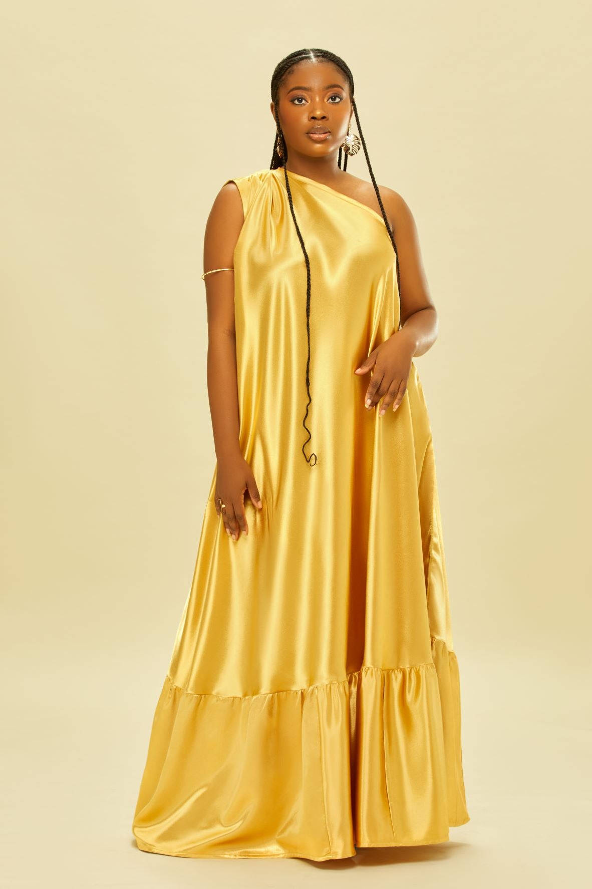 Stunning Golden Grecian One Shoulder Dress