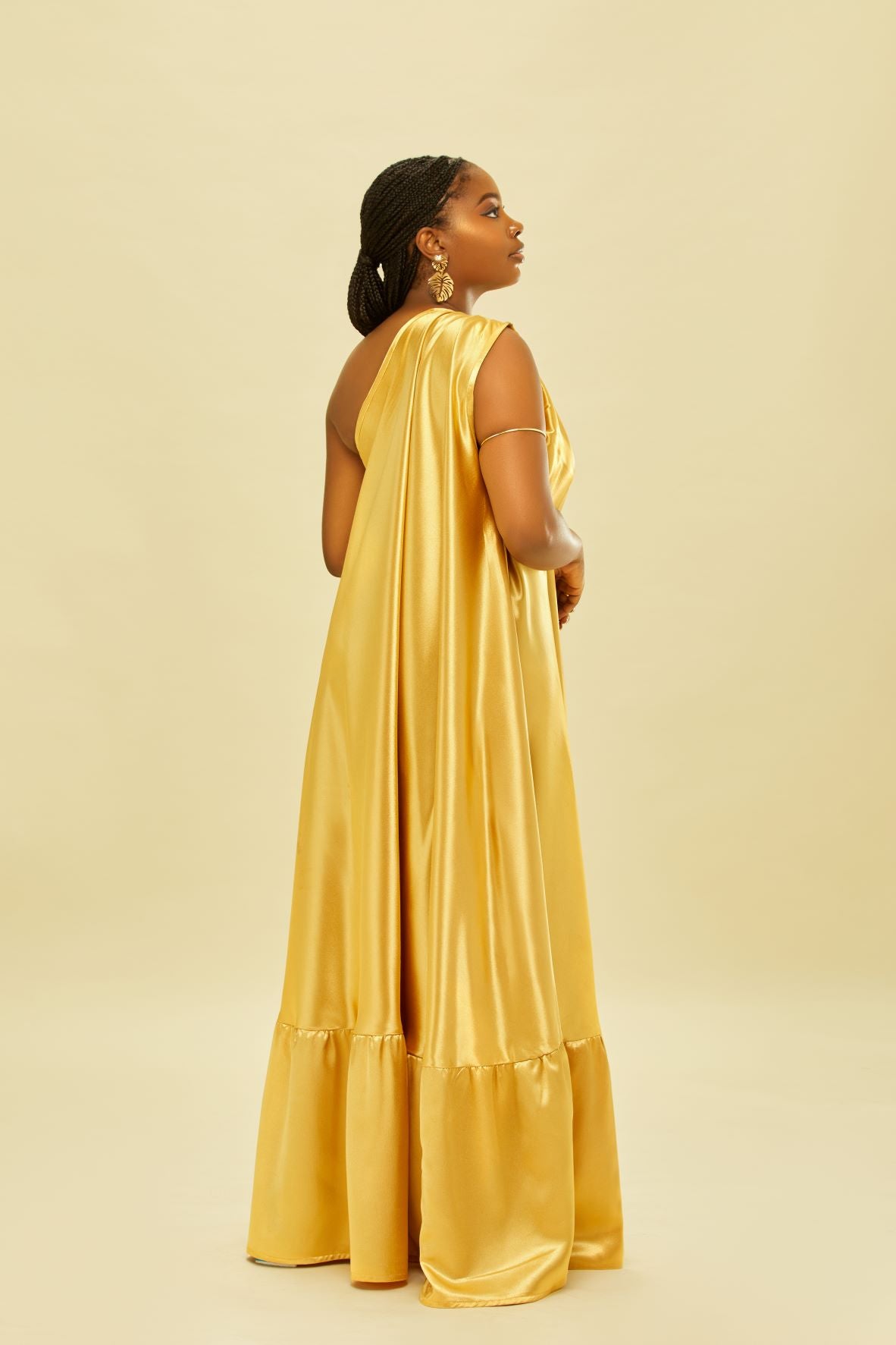 Stunning Golden Grecian One Shoulder Dress