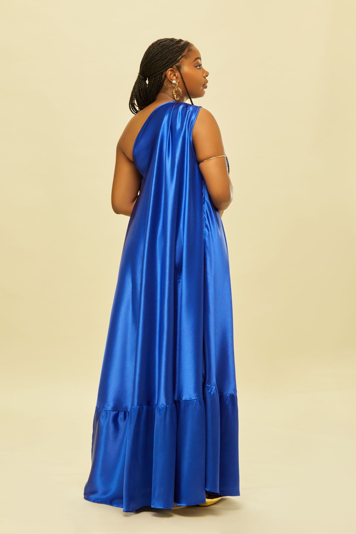 Cobalt Blue One Shoulder Grecian Dress
