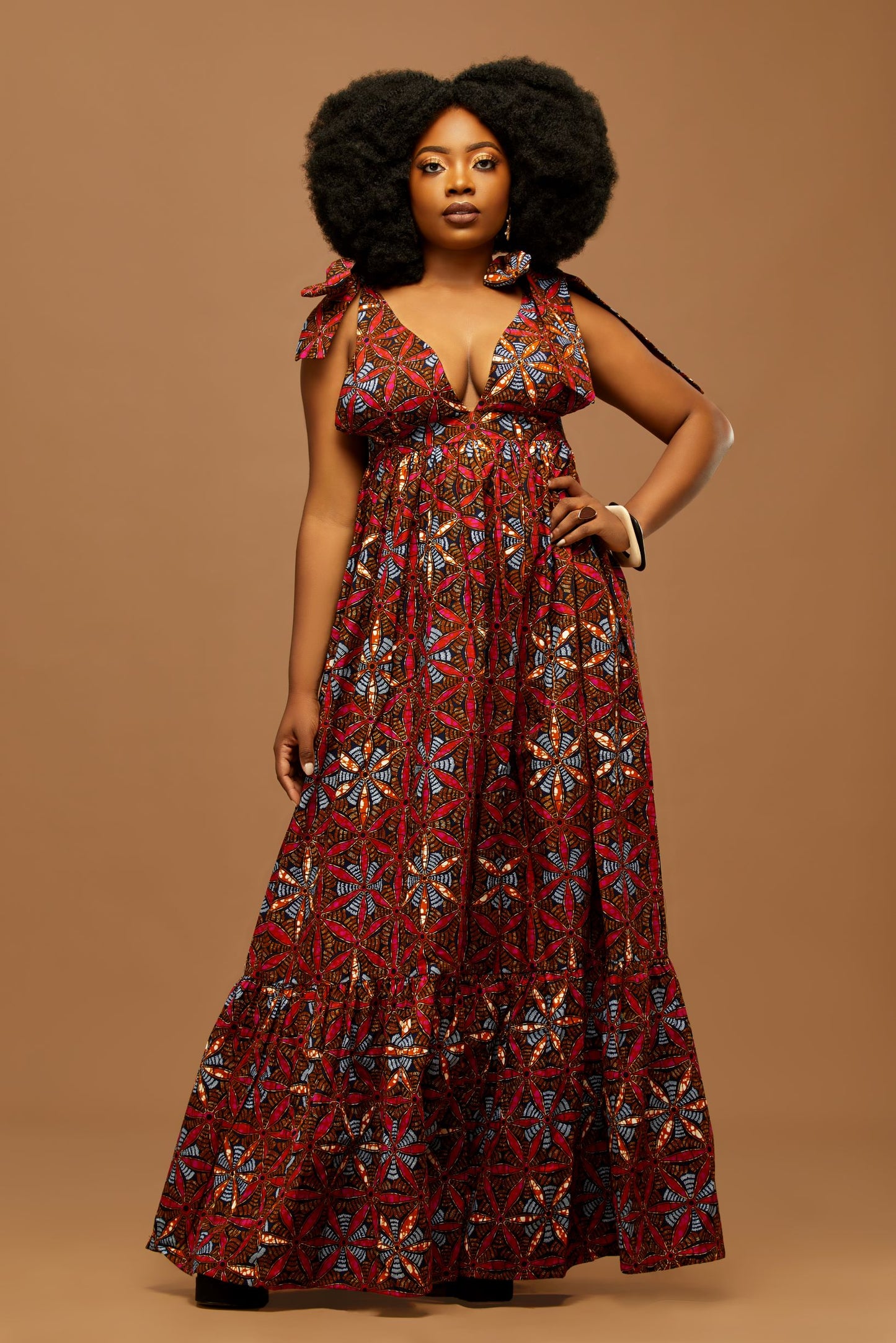 Inviting Aura African Print Maxi Dress
