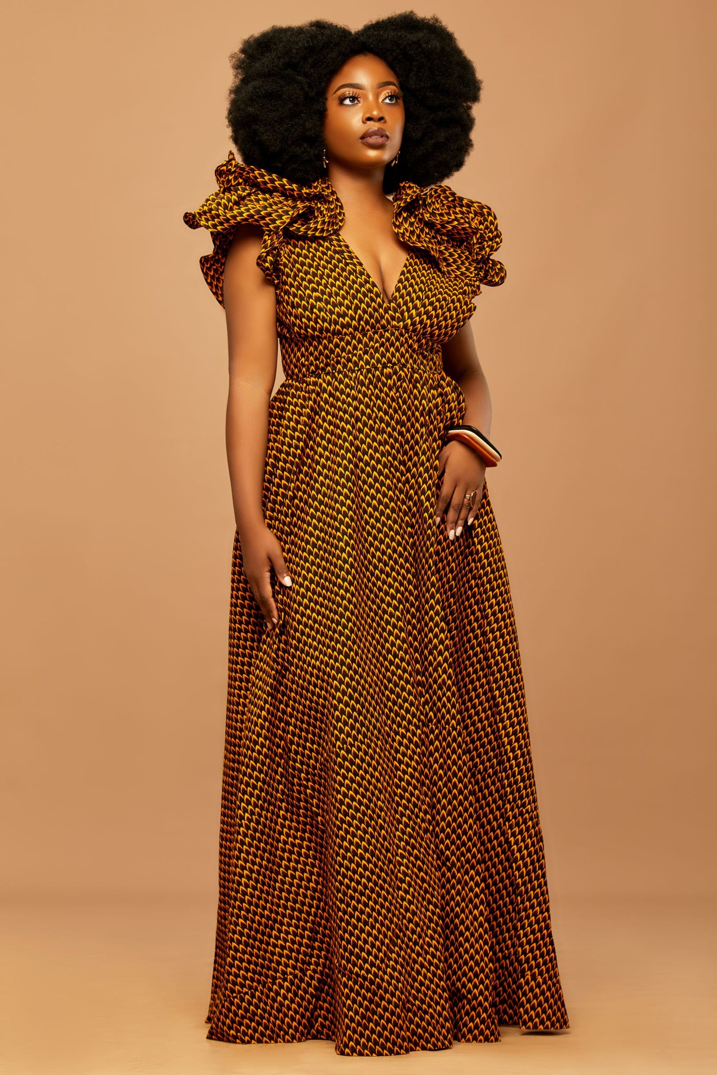 Love Affair African Print Ruffled Maxi Dress