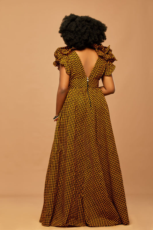 Love Affair African Print Ruffled Maxi Dress