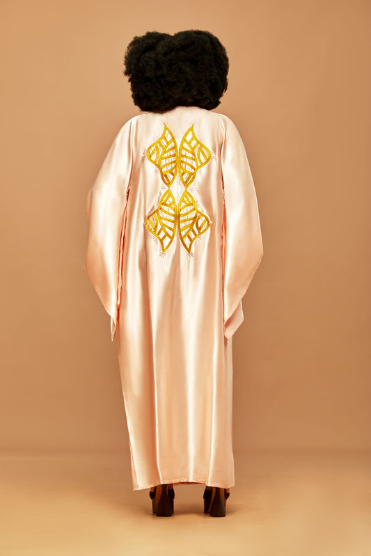 Butterfly Pastel Pink Embroidered Kimono